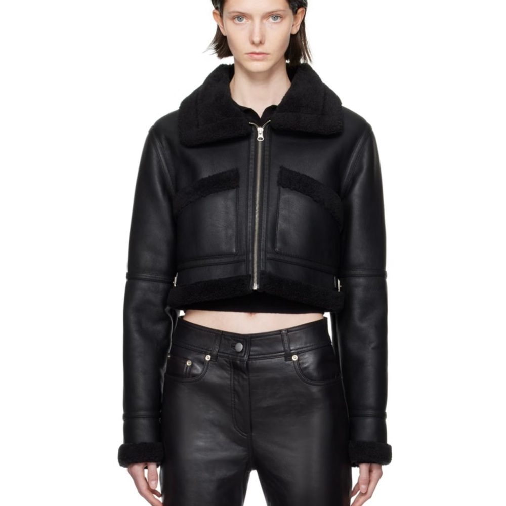 LVIR
Black Pin-Buckle Faux-Shearling Jacket  Brand new